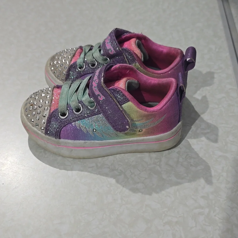 Skechers‎ Crystal Stars Toddler Girl  Light Up Sneakers  Size 6